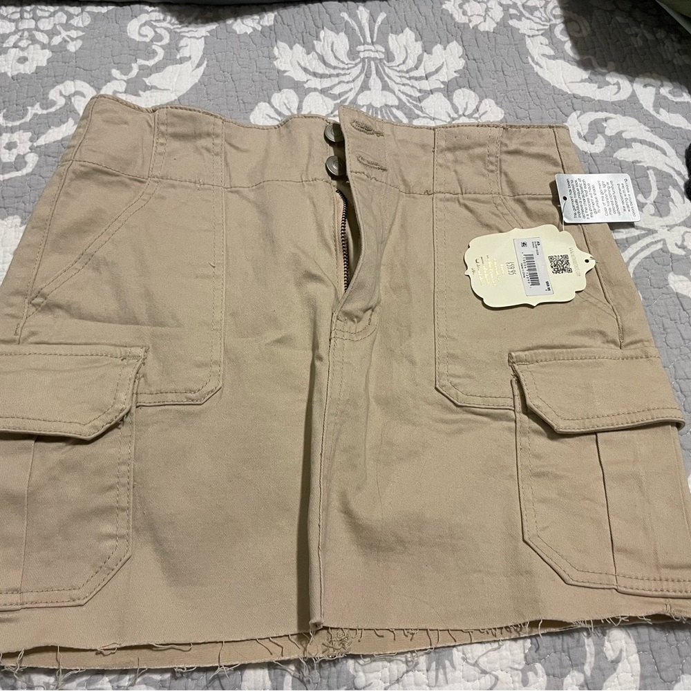 Cream Cargo Mini Skirt